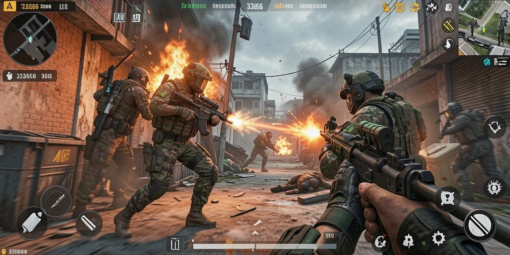 Screenshot gameplay <strong>333666</strong> yang menunjukkan aksi mendebarkan di medan perang.