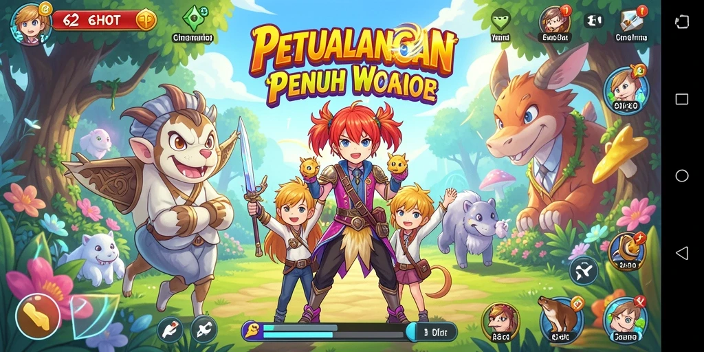 Tampilan gameplay 62HOT yang penuh aksi dan warna.