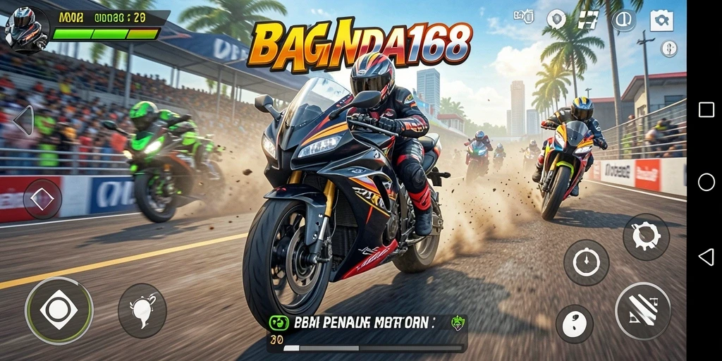 Tampilan mendebarkan dari gameplay balapan motor.