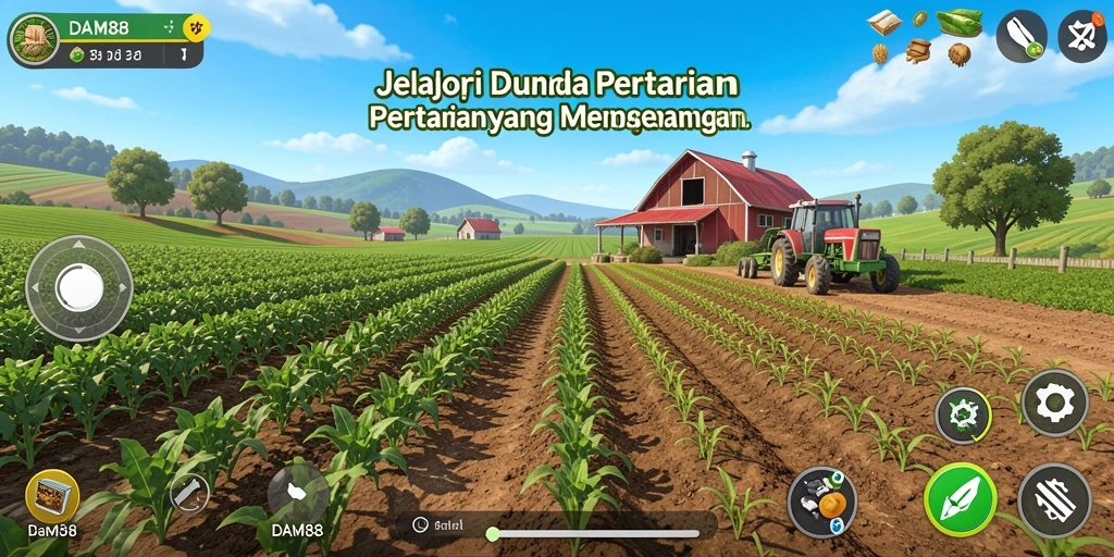 Gameplay seru dan realistis di DAM88, penuh warna dan aktivitas pertanian.