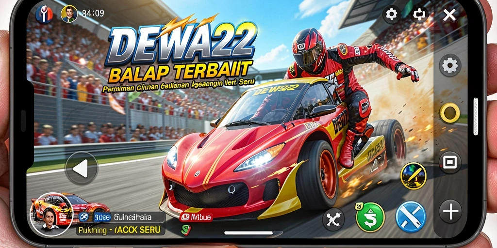 Gameplay seru DI DEWA22 dengan mobil balap menawan.