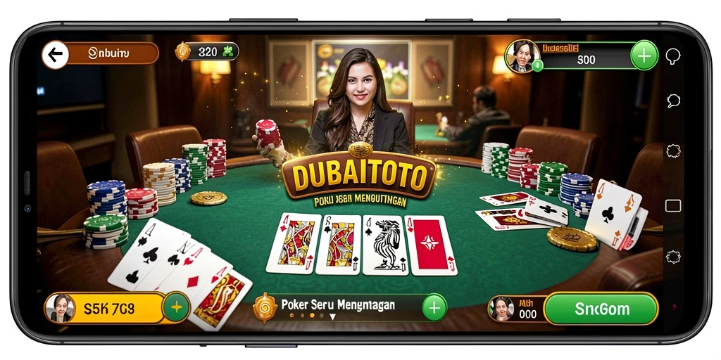Tampilan screenshot utama dari gameplay DUBAITOTO yang penuh aksi Poker.