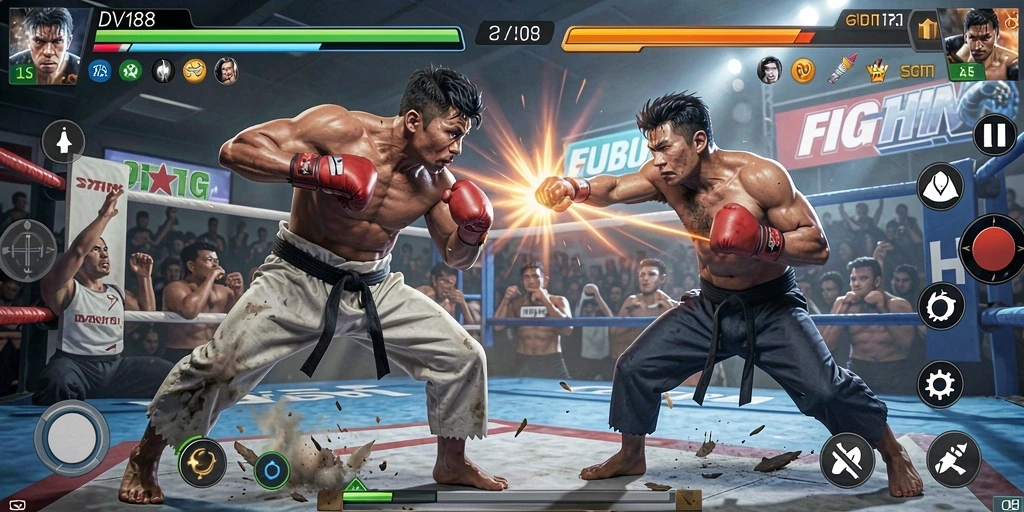 Screenshot gameplay DV188 dengan pertarungan seru dan karakter unik.