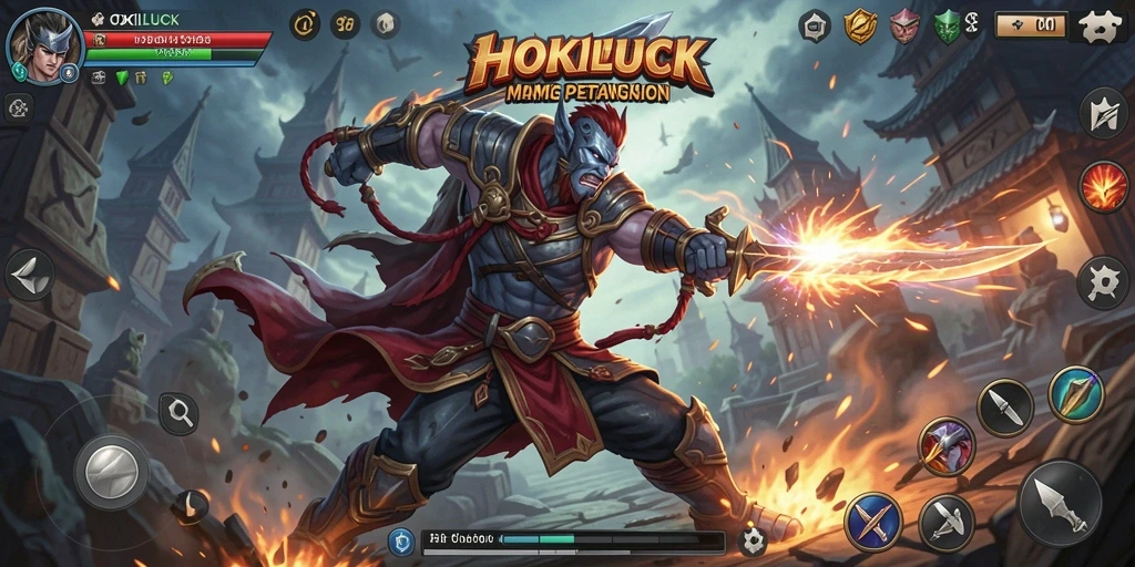 Gameplay HOKILUCK yang seru dan intens saat bertarung.
