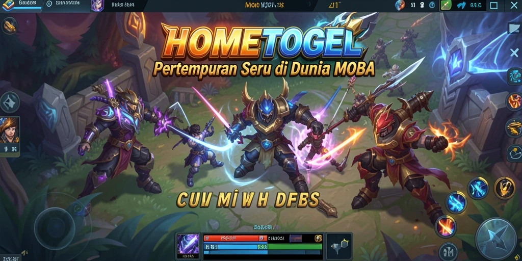 Screenshot HOMETOGEL menunjukkan aksi pertempuran seru dalam game MOBA.