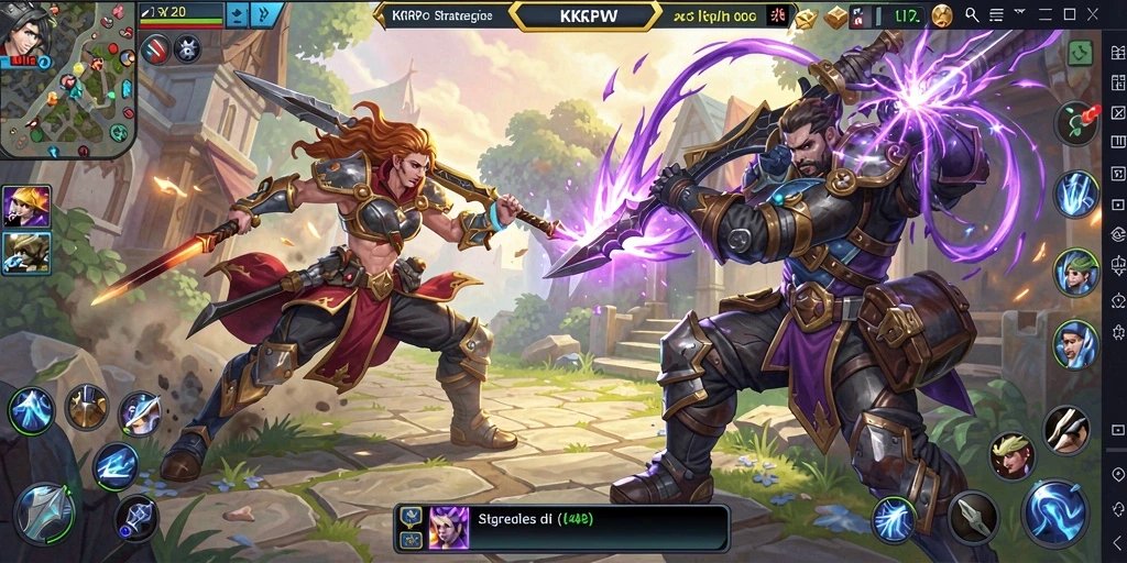 Tampilan aksi seru dalam permainan MOBA KKRP.