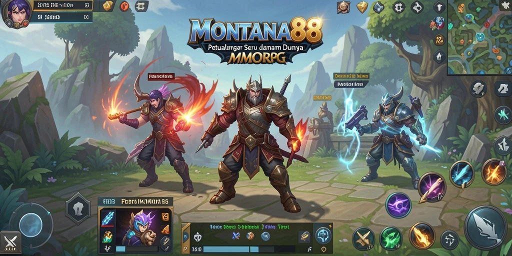 Screenshot MONTANA88 menampilkan grafik fantastis dari petualangan MMORPG.