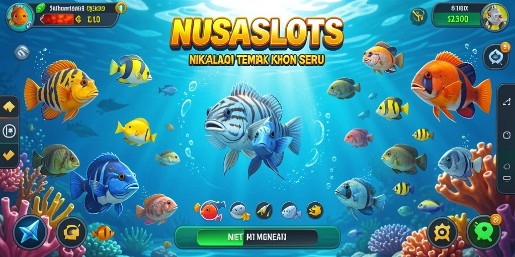 Screenshot gameplay NUSASLOTS yang menunjukkan serunya menembak ikan.