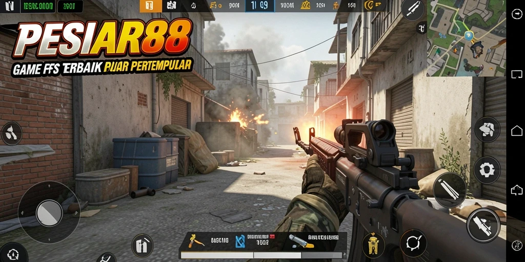 Tampilan gameplay FPS yang mendebarkan dan penuh aksi.