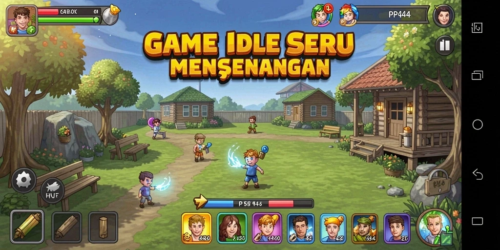 Tampilan penuh aksi dari gameplay Idle di PP444.