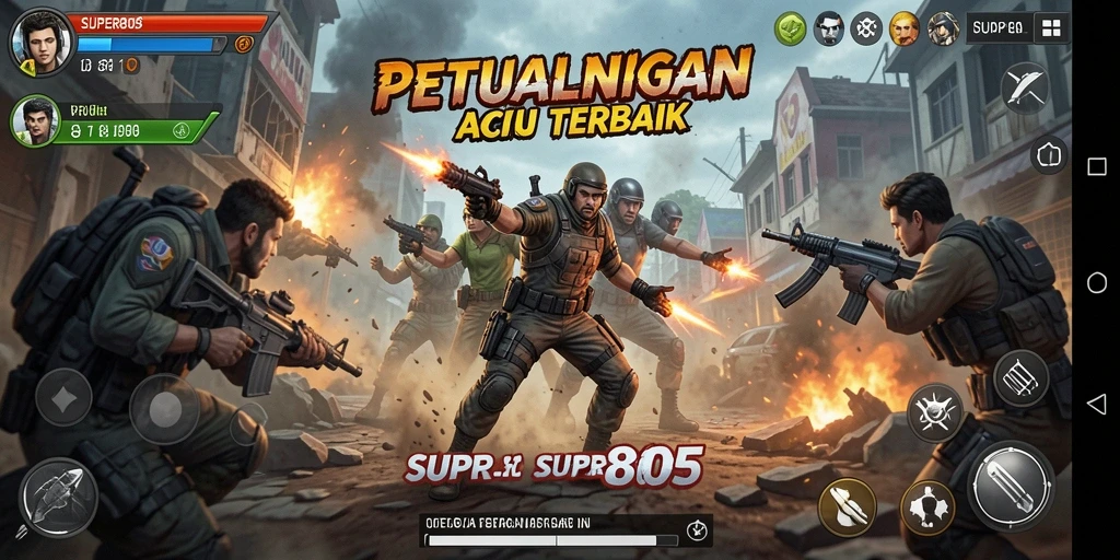 Screenshot gameplay SUPER805 dengan aksi mendebarkan.