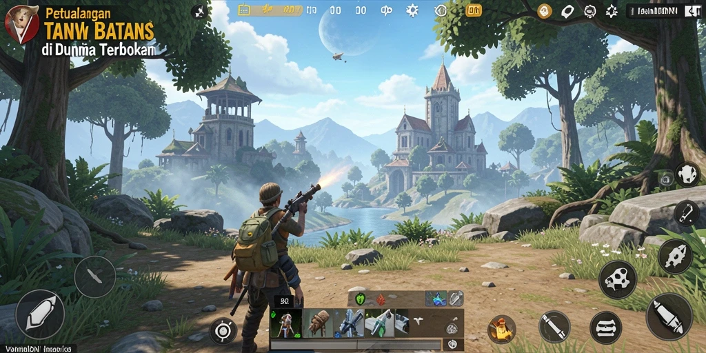 Screenshot gameplay VANTAIDN yang menampilkan keindahan dunia terbuka.